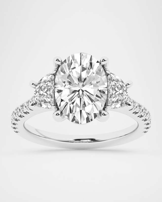 Lab Grown Diamond 18K White Gold Oval Ring, 2.80tcw, Size